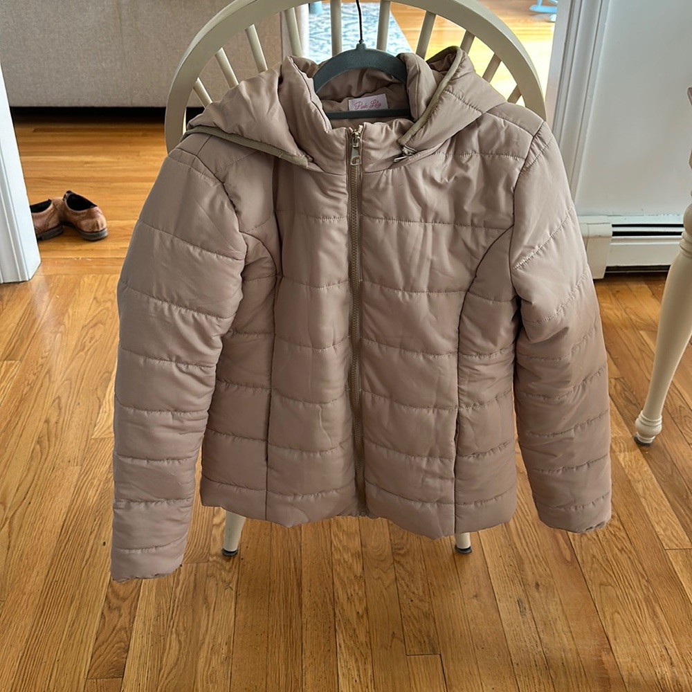 Taupe Hooded Puffer Jacket